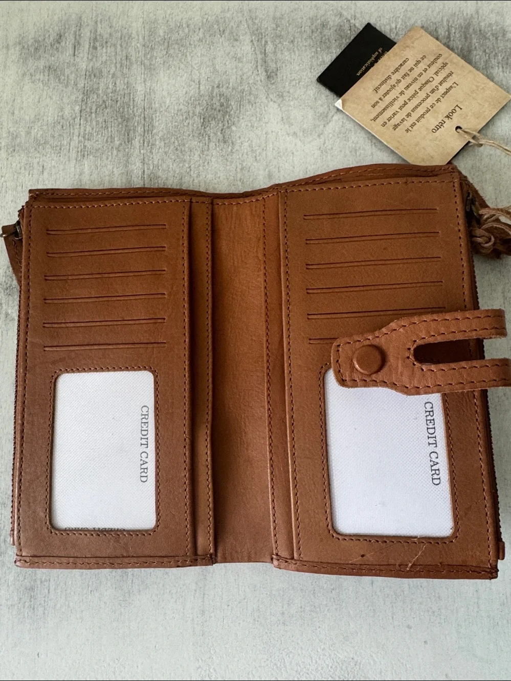 Made in India Genuine Leather Woven Bi-Fold Wallet Vintage Look Camel Tan